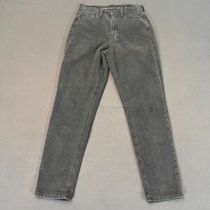 American Eagle Corduroy Pants Womens Sz 0R 26Wx27L Stretch Zip Dark Gray Jeans